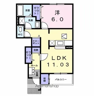 エテルノ優美A【1階】の間取り