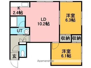 ヒルズ富丘【1階】の間取り