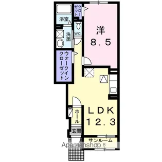 カルム 高砂【1階】の間取り