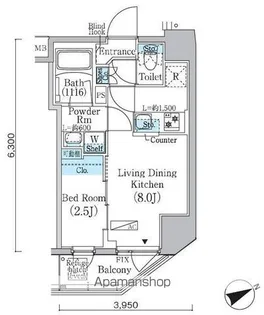 プライムブリス蔵前【8階】の間取り