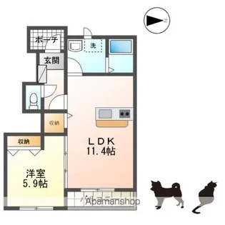 リバティコート永盛【1階】の間取り