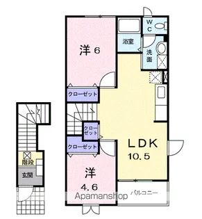 フィオーレK・B【2階】の間取り
