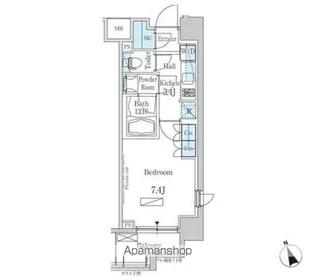 パークアクシス芝浦【8階】の間取り