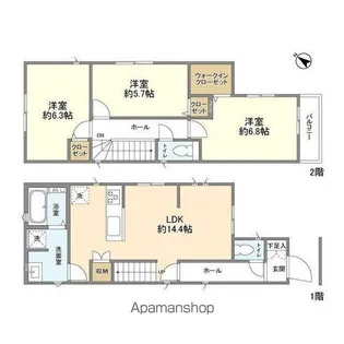 千葉県八千代市八千代台北12丁目【一戸建】の間取り