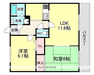 サンライズ城陽【5階】の間取り