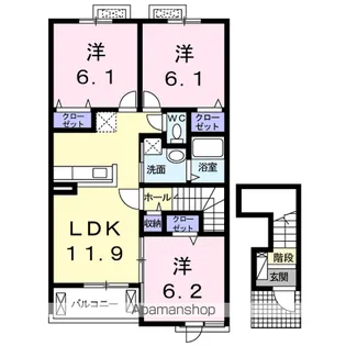 クラールプレディエA【2階】の間取り