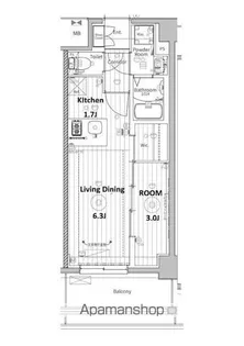 メイクスアート浄心【405号室号室】の間取り