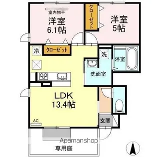 サンライズヤマダ C棟【1階】の間取り