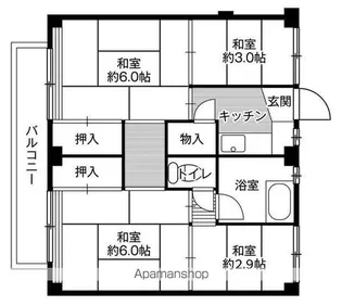 ビレッジハウス高花平2号棟【1階】の間取り