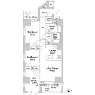 広尾ヴィラスクエア【4階】の間取り