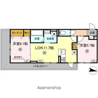 グランドール糸島中央【202号室】の間取り