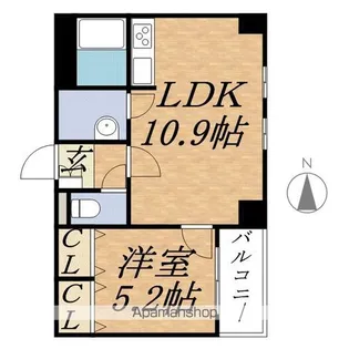 クラルテ旭山公園通【5階】の間取り