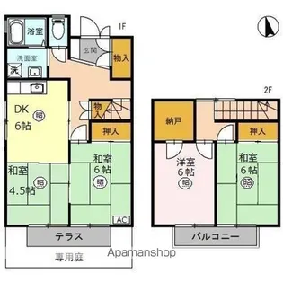 豊岡タウンハウス D棟【105号室】の間取り