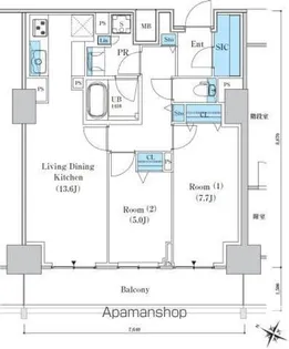 ロイヤルパークスER万代【1303号室】の間取り