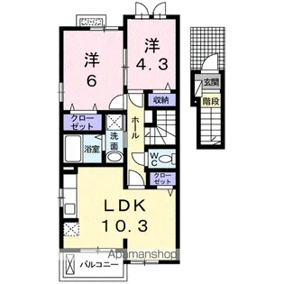 コンセルヴェ十六田【2階】の間取り