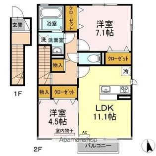 サンシャイン前田 A棟【201号室】の間取り