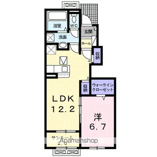 ウッドリーフ【103号室】の間取り