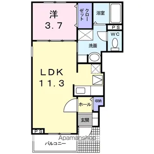 山梨県甲府市下飯田3丁目【アパート】の間取り