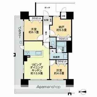 アルファステイツ西川緑道公園【201号室】の間取り