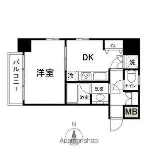 1DKの間取り画像