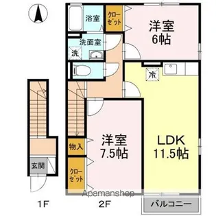 アランシア A棟【2階】の間取り