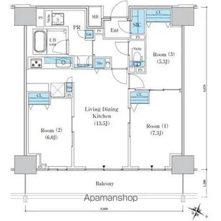 ロイヤルパークスER万代【1714号室】の間取り