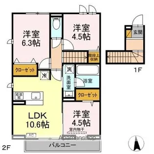 リッシュセゾン E【2階】の間取り