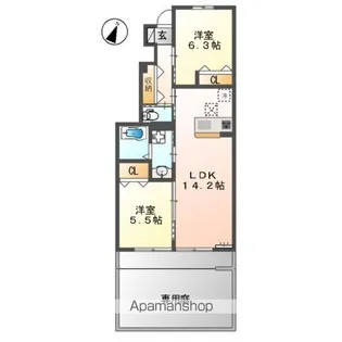 ルミナス国立Ⅰ【1階】の間取り
