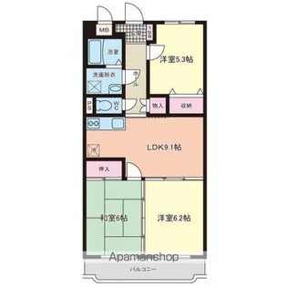 堂ヶ迫ますい【303号室号室】の間取り