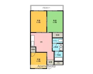 ハイツなかにし【206号室】の間取り