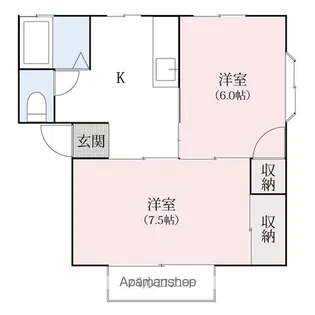 阪東ヒルズAB【B101号室】の間取り