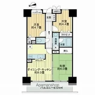 ライオンズプラザ松戸中央公園【11階】の間取り