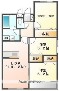 メゾン・ド・キャルム【1階】の間取り