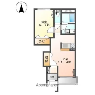 プランドール B【1階】の間取り