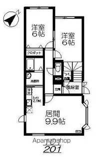 ルミエールYUMI【201号室】の間取り