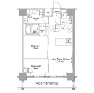ザ・パークハビオ恵比寿プレイス【5階】の間取り