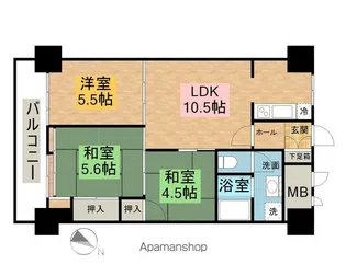ライオンズマンション中央【506号室】の間取り