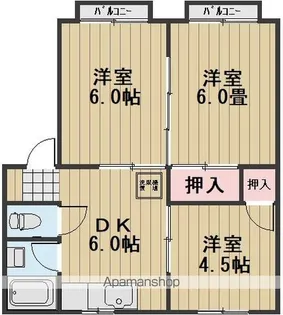星島コーポC棟【1階】の間取り