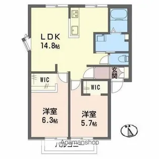 ヴィラ橋本 A・B棟【2階】の間取り