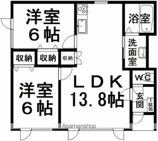 ファミール三輪P【1階】の間取り