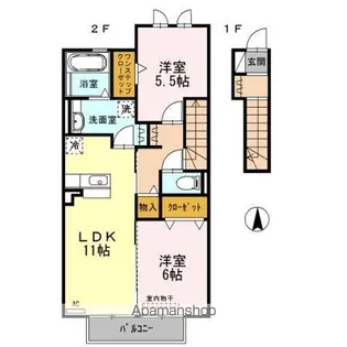アムール エスポア【202号室】の間取り