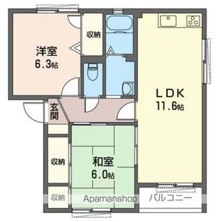 グランシャリオ B棟【102号室】の間取り