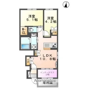 ルガルボニート北熊本【1階】の間取り