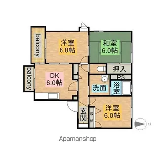 シャルムアイノヤA棟【102号室】の間取り