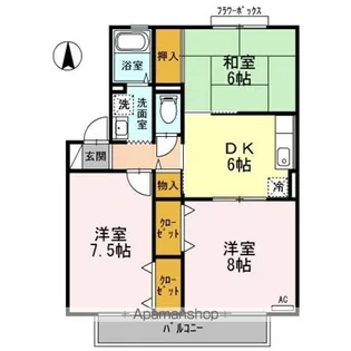 セジュールとみと B棟【B102号室】の間取り