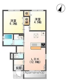 2LDKの間取り画像