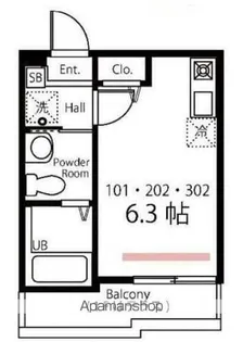 ハーミットクラブハウス山手千代崎【1階】の間取り