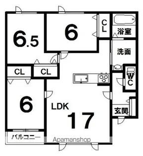 ALPHAⅢ【3-B号室】の間取り