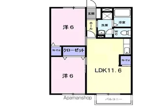 サンハイツハラダB【1階】の間取り