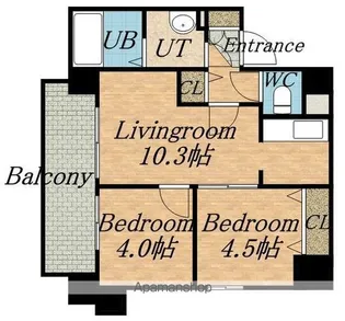 エミュー麻生【10階】の間取り